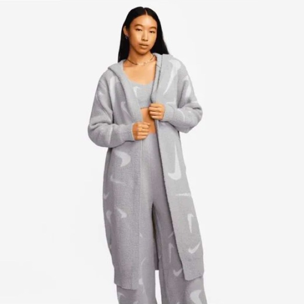 NWT NIKE SPORTSWEAR PHOENIX COZY BOUCLÉ JACKET/HOODIE " GRAY/GREY"